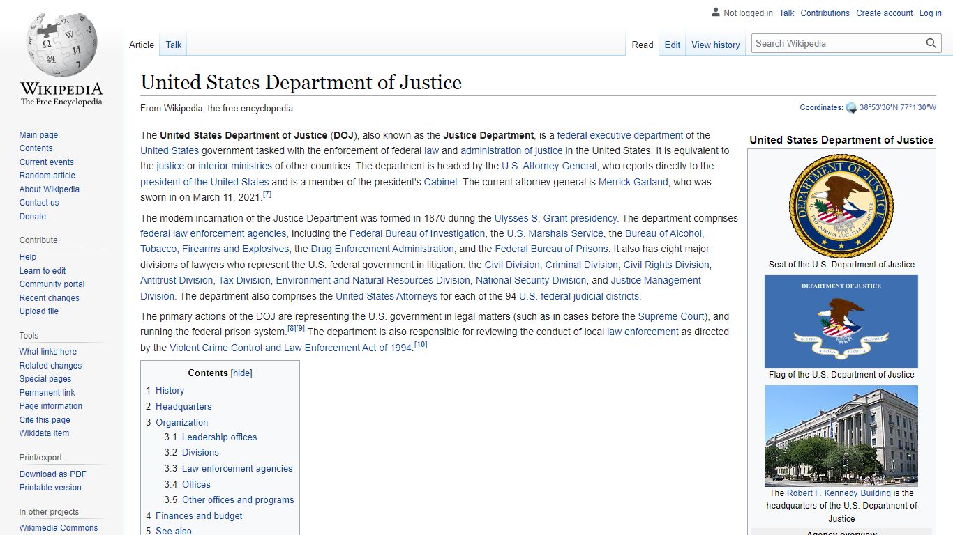 United States Department of Justice - Wikipedia